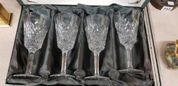CASED SET OF 4 TYRONE CRYSTAL WINE GLASSES