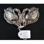 BEAUTIFUL VICTORIAN SILVER TONE ART NOUVEAU SWAN BELT BUCKLE