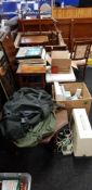 LARGE QUANTITY OF VICTORIAN FURNITURE TO INCLUDE DINING TABLE, MIRROR, CHAIRS, STOOL, TABLES ETC