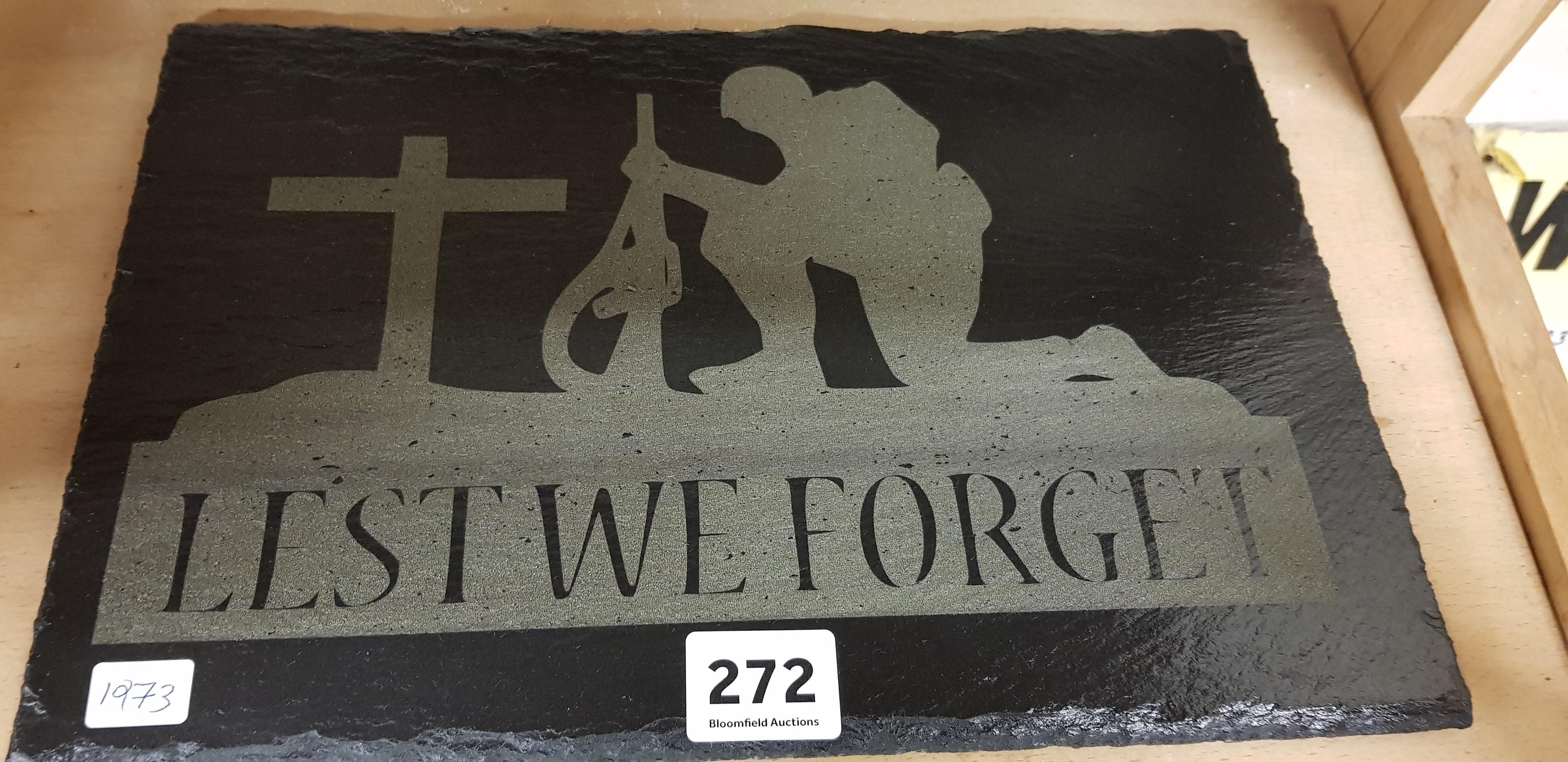 SUPERB LASER ETCHED -LEST WE FORGET SLATE PLAQUE