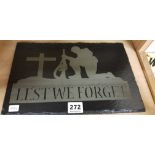 SUPERB LASER ETCHED -LEST WE FORGET SLATE PLAQUE