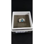 SILVER BLUE STONE RING