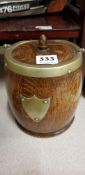 ANTIQUE WOODEN BISCUIT BARRELL