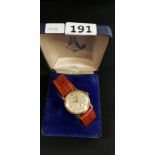 GENTS WATCH WITH MASONIC INSCRIPTION TO REAR