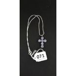 LOVELY SILVER AMETHYST AND CRYSTAL SET CROSS ON SILVER CHAIN