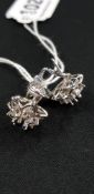PAIR OF SILVER SAPPHIRE AND CZ EARRINGS