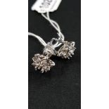 PAIR OF SILVER SAPPHIRE AND CZ EARRINGS