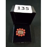 GEORGIAN GOLD AND CORAL MOURNING BROOCH