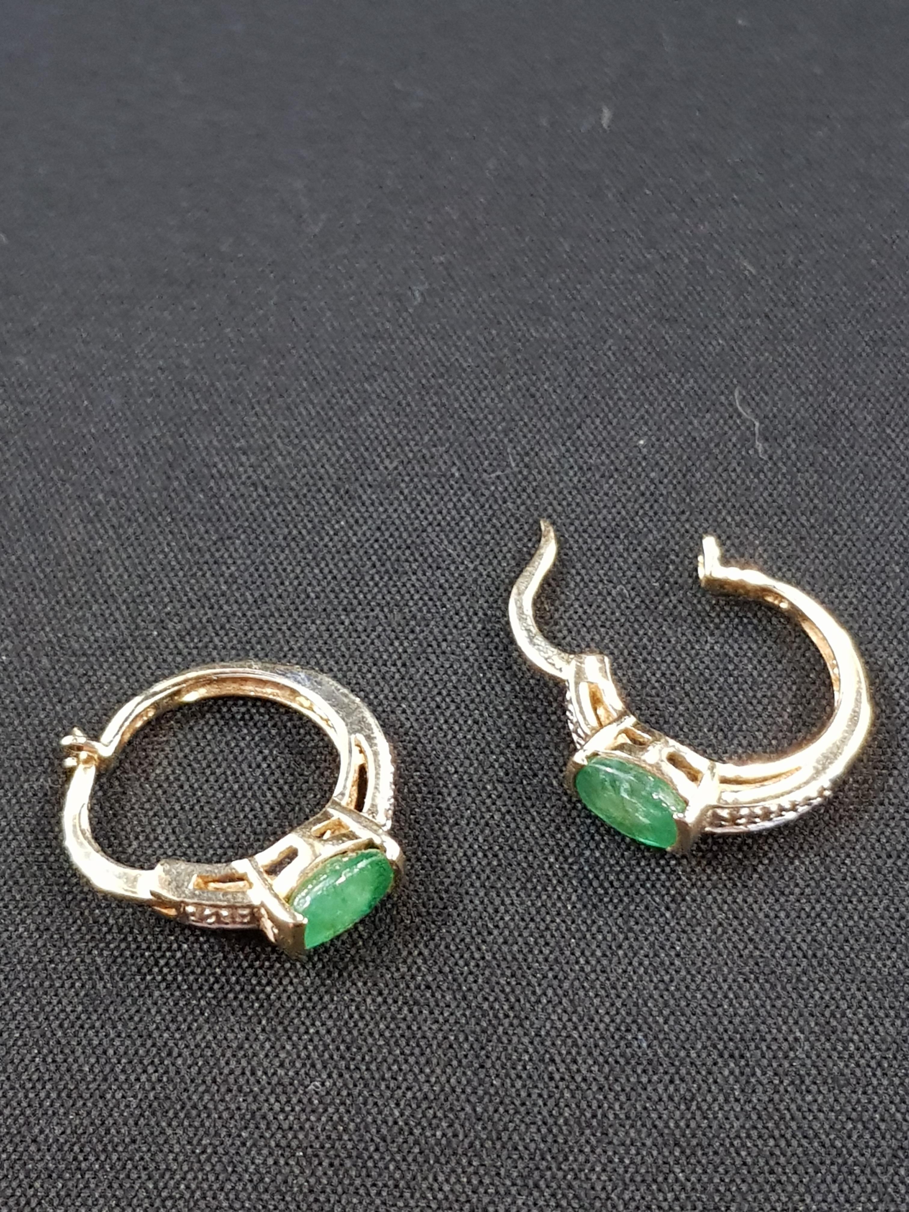 GOLD EMERALD AND DIAMOND EARRINGS