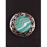 SILVER CELTIC & AGATE SET BROOCH