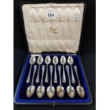 CASED SET OF 12 SILVER TEASPOONS