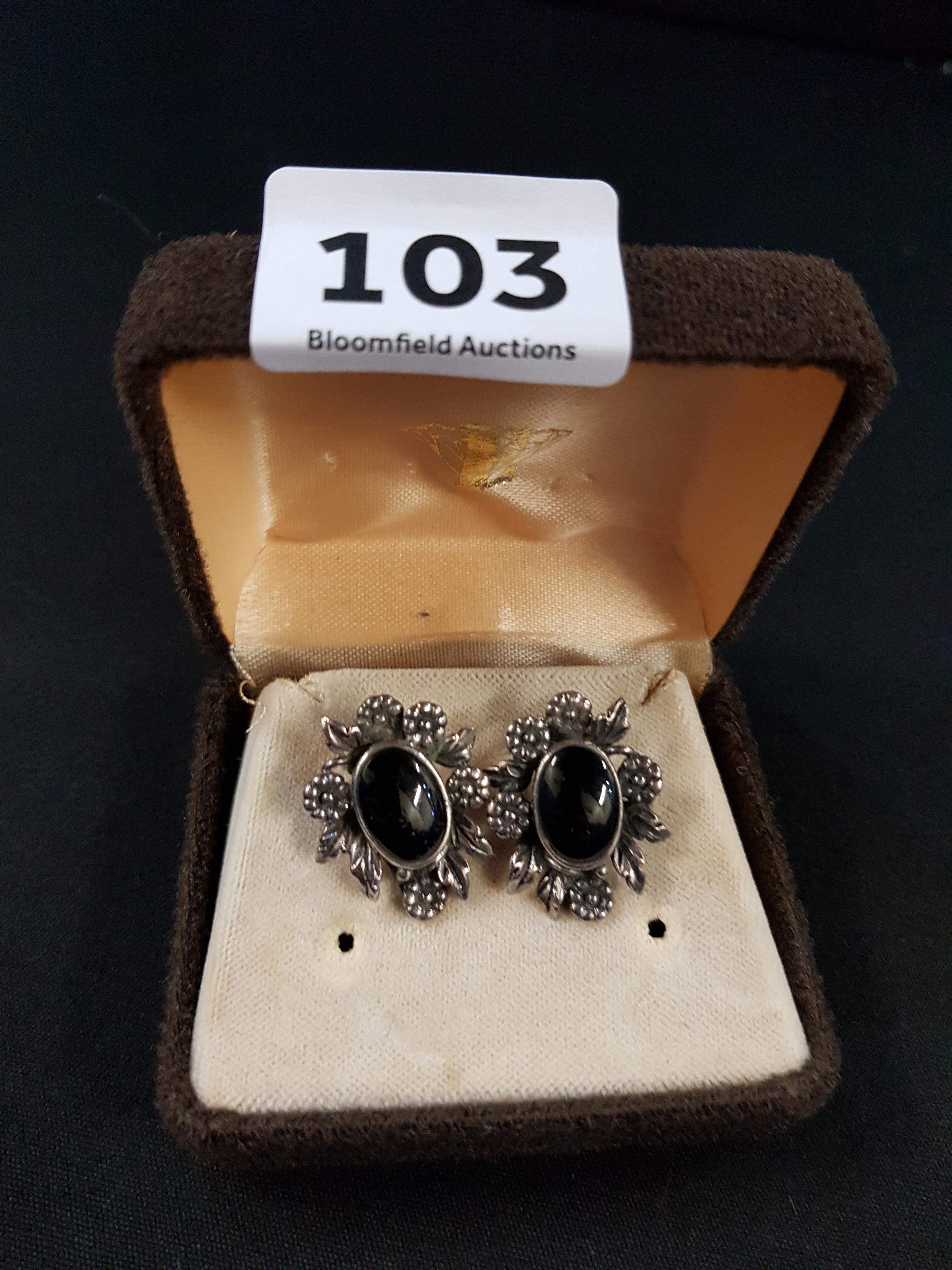 SILVER ONYX CLIP ON EARRINGS