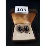 SILVER ONYX CLIP ON EARRINGS