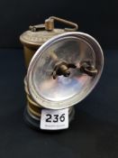 ANTIQUE PREMIER BRASS AND RUBBER CARBIDE MINERS SAFETY LAMP