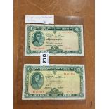 2 LADY LAVERY £1 BANK NOTES 1963 & 1975