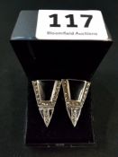 PAIR OF ART DECO JET AND MARCASITE EARRINGS