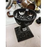 CAST IRON BLACK FRETWORK LAMP STAND