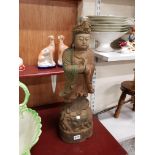 LARGE ANTIQUE CARVED CHINESE BUDDHA
