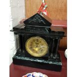 VICTORIAN SLATE AND MARBLE MANTLE CLOCK