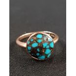 ANTIQUE 9CT GOLD TURQUOISE SET RING