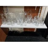 SHELF LOT OF CRYSTAL AND CUT GLASS