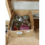 SHELF LOT OF 7 ASSORTED GLASS PAPERWEIGHTS