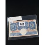 WW2 BLUE EMERGENCY BANK OF ENGLAND £1 BANK NOTE
