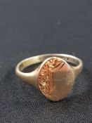 9CT GOLD ON SILVER GENTS SIGNET RING