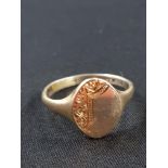 9CT GOLD ON SILVER GENTS SIGNET RING