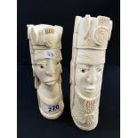 PAIR OF ANTIQUE CARVED IVORY FIGURES