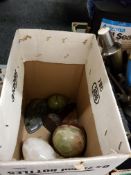 BOX LOT OF MARBLE ITEMS