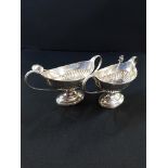 PAIR VICTORIAN SILVER SALTS & SPOONS A/F