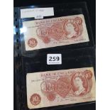 2 X 1967 10/SHILLING BANK NOTES - BANK OF ENGLAND