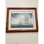 LARGE FRAMED TALL SHIPS OFF CARRICKFERGUS PRINT