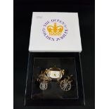 THE QUEENS GOLDEN JUBILEE CARRIAGE SHAPED CLOCK