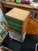 VINTAGE SEATED FISHING BOX AND PINE DRAWERS PLUS COFFEE TABLE TOP