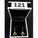 PAIR OF SILVER AND PERIDOT EARRINGS