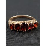 9CT 5 STONE GARNET RING