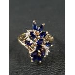 9CT GOLD SAPPHIRE AND DIAMOND RING