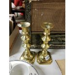 PAIR OF ANTIQUE BRASS CANDLESTICKS