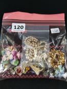 BAG COSTUME JEWELLERY TO INCLUDE PEARLS