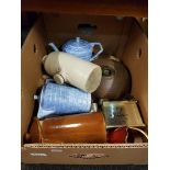 BOX LOT TO INCLUDE HOT WATER JARS AND NAPKIN RINGS