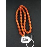 AMBER GLASS BEADS GOLD CLASP