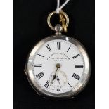 SILVER POCKET WATCH STAMPED 935 - W.E WATTS, NOTTINGHAM THE GREENWICH LEVER WORKING