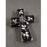 ANTIQUE JET MOURNING CROSS