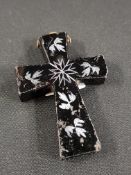 ANTIQUE JET MOURNING CROSS