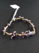 14CT GOLD AND AMETHYST BRACELET