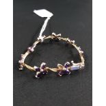 14CT GOLD AND AMETHYST BRACELET