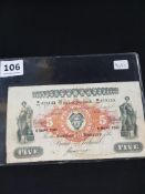 £5 NOTE BANK OF IRELAND