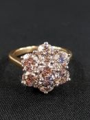 18CT YELLOW GOLD AND DIAMOND CLUSTER RING WITH 3 CARAT OF DIAMONDS